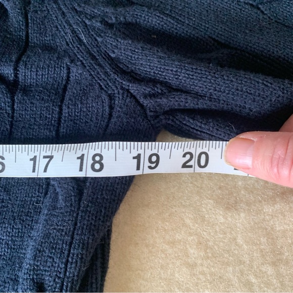 Tommy Hilfiger Blue Cable Knit Cardigan Sweater, small - Picture 4 of 5